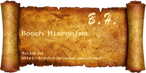 Bosch Hieronima névjegykártya